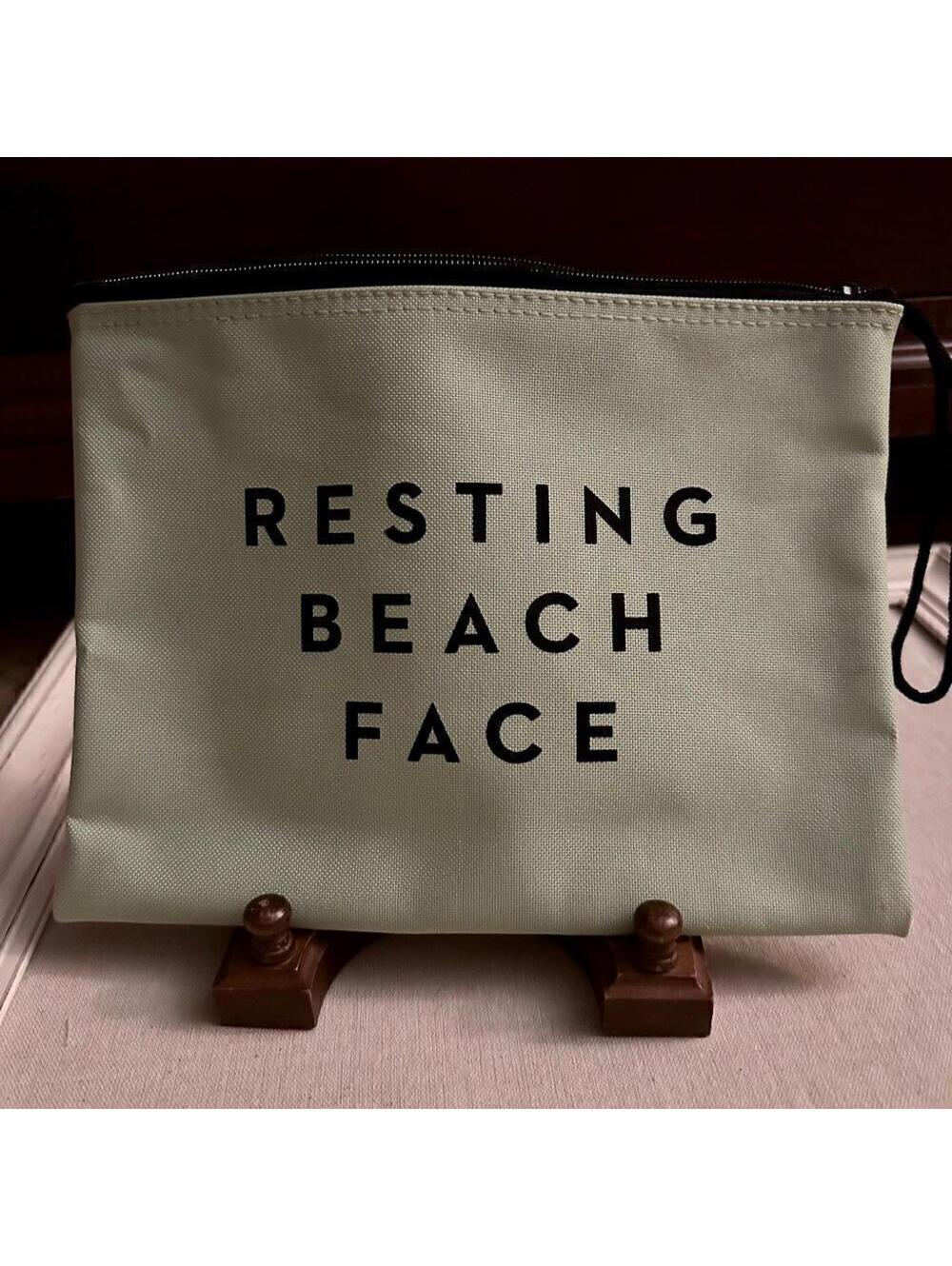Milly light green canvas beach clutch bag travel ouch NWOT